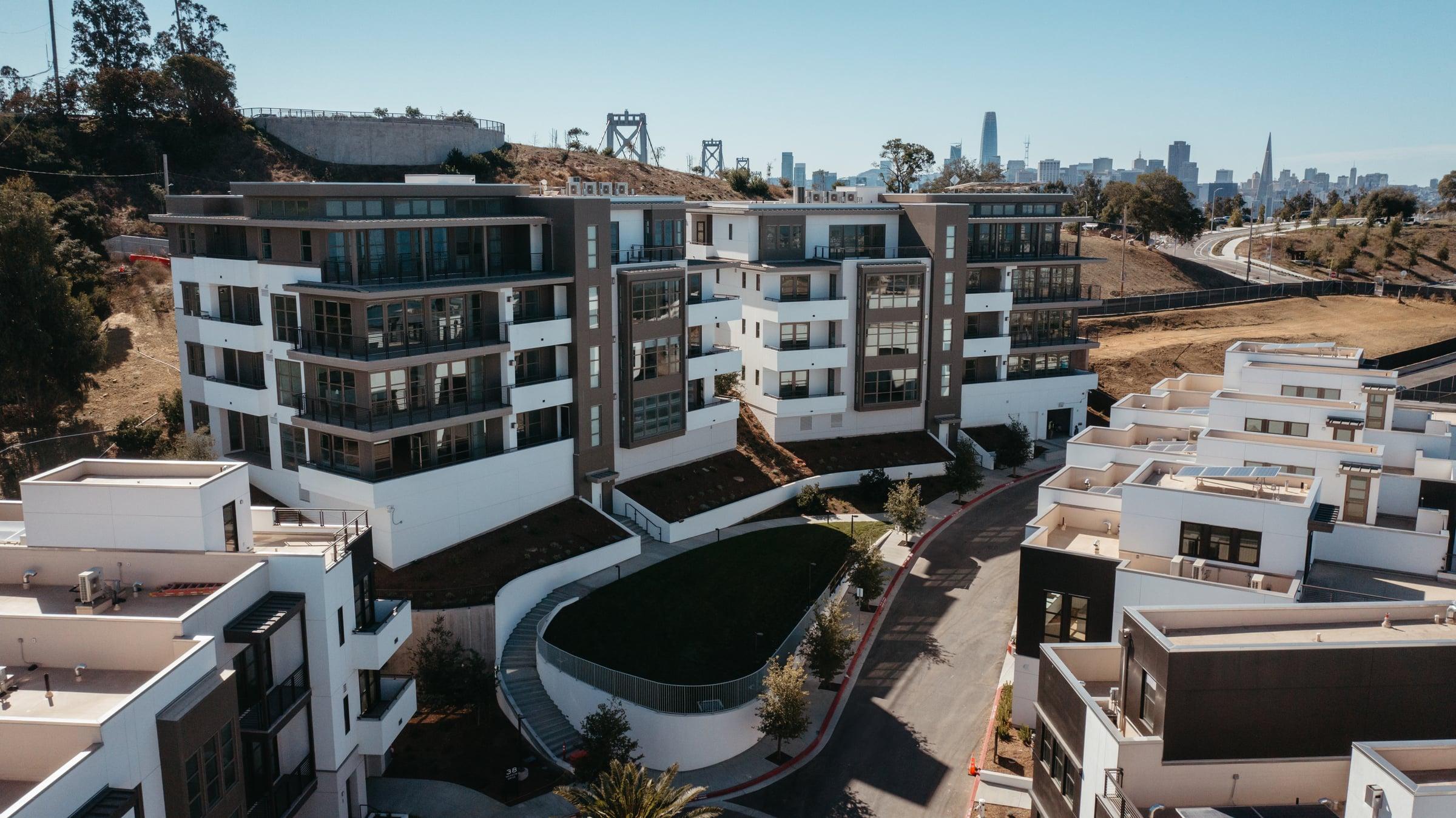 Yerba Buena residential glazing with San Francisco skyline in the background